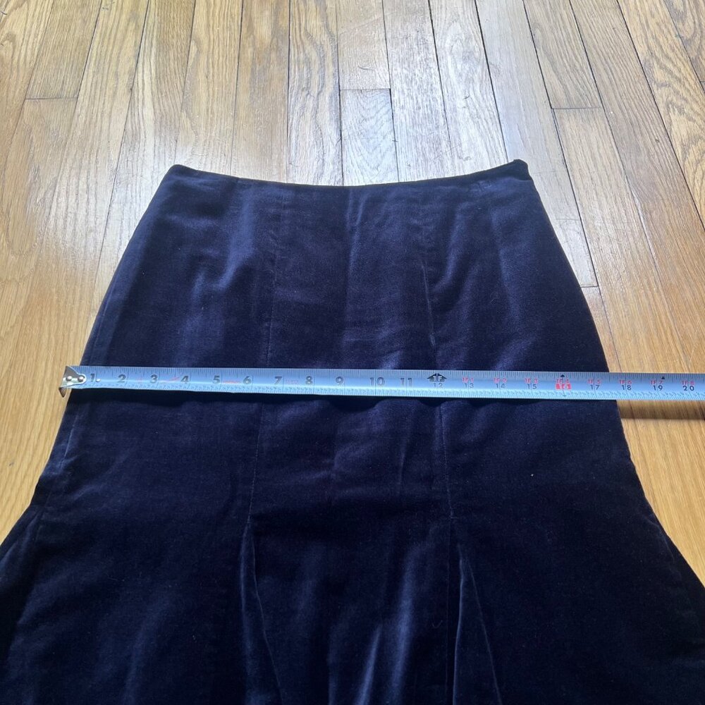 Boden Size 4R Navy Blue Velvet Knee Length Flared Hem Mermaid Pencil Skirt - Picture 7 of 9